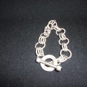 Judith Ripka Textured Link Toggle Bracelet~.925 SS
